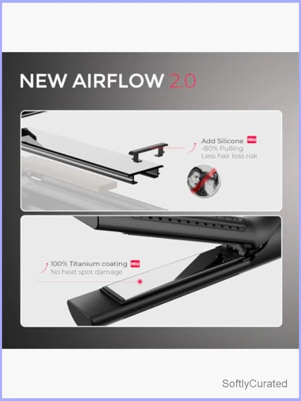 2 in 1 Curling Iron Flat Iron Hair Straightener Curler with Cool Airflow
